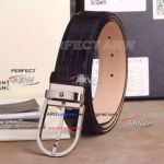 Buy Perfect Replica Montblanc Black Leather Belt With Solid Steel Buckle